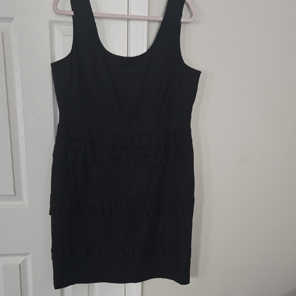 Tahari Black Ruffle Mini Dress